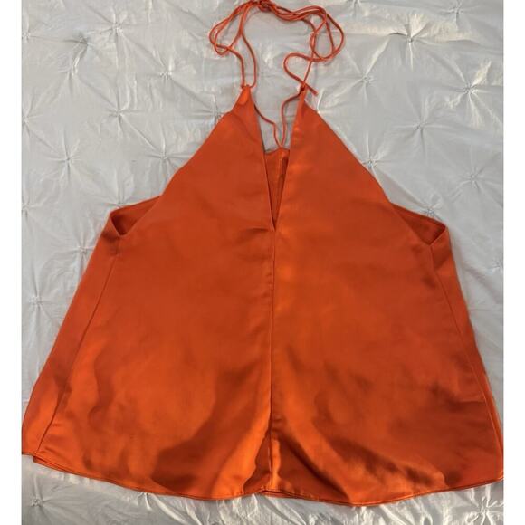 RTR Obando Collective Sz 6 Orange Skinny Strap Sleeveless Halter Satin Tank Top - Picture 4 of 5